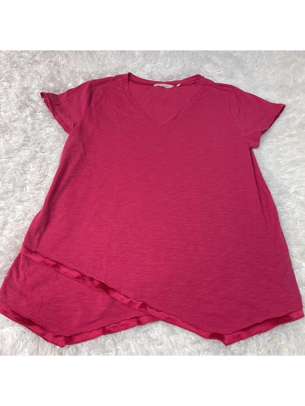 Soft Surroundings Womens Pink Layered Asymmetric Knit Tunic Size L